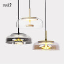 Suspension design à LED avec abat-jour en verre et finitions Luxury