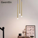 Suspension design cylindre doré à LED Simple