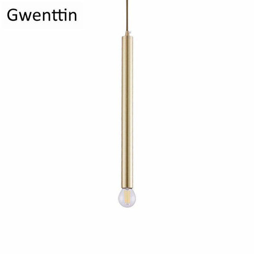 Suspension design cylindre doré à LED Simple