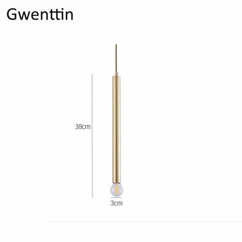 Suspension design cylindre doré à LED Simple