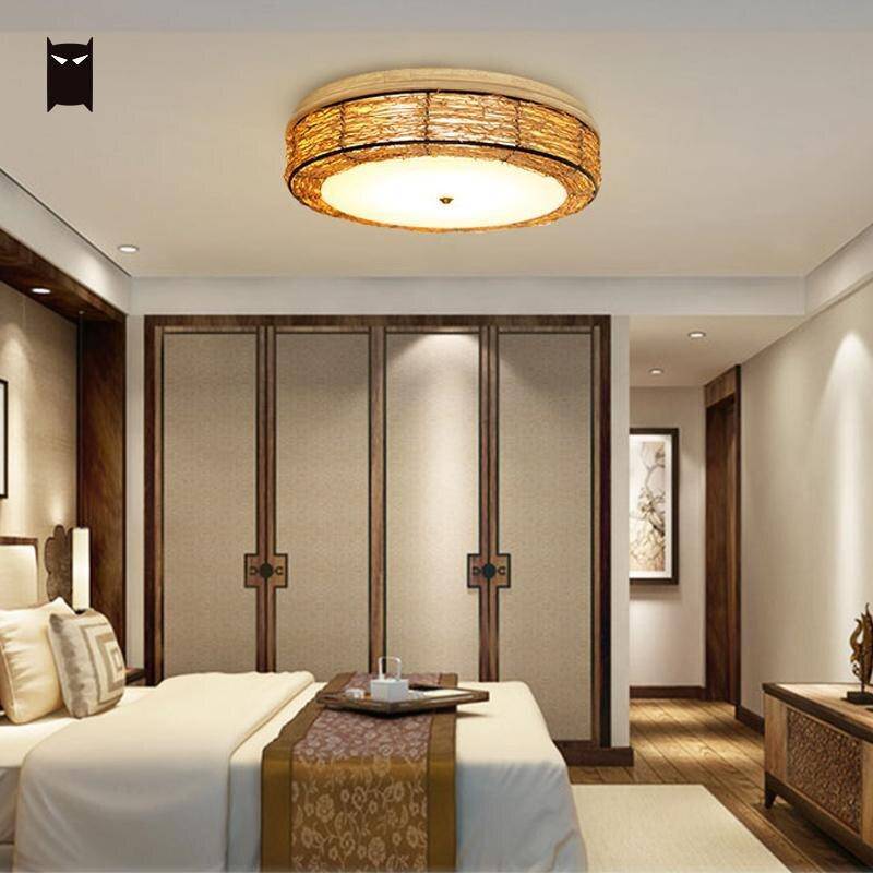 Plafonnier LED rond en osier Rattan - vue 6 sur 6