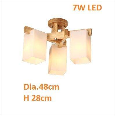 Lustre moderne LED en bois avec plusieurs abat-jours Nordic