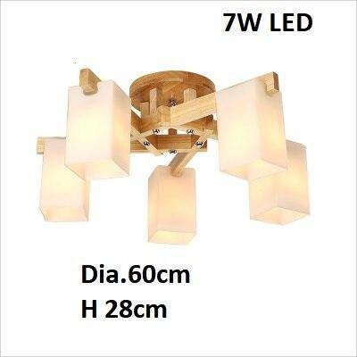 Lustre moderne LED en bois avec plusieurs abat-jours Nordic
