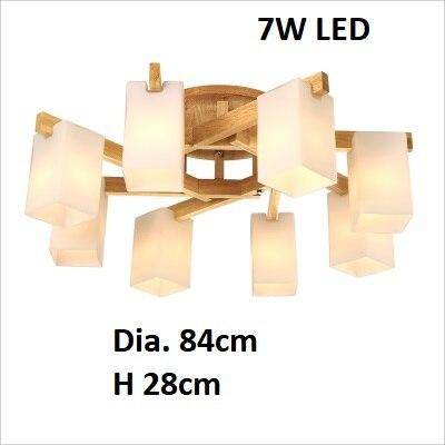 Lustre moderne LED en bois avec plusieurs abat-jours Nordic - vue 5 sur 5
