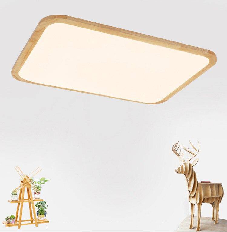 Plafonnier en bois à LED rectangle à bords arrondis - vue 3 sur 4
