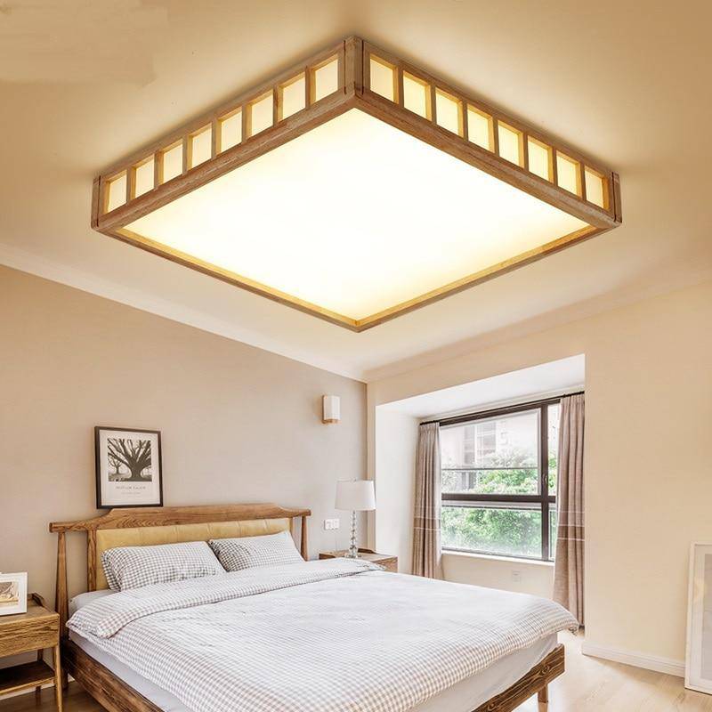 Plafonnier LED carré style japonais Tatami - vue 3 sur 5