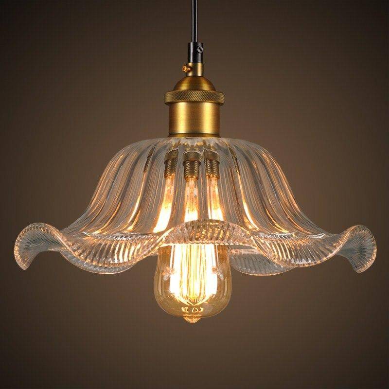 Suspension en verre et base doré Vintage - vue 4 sur 5