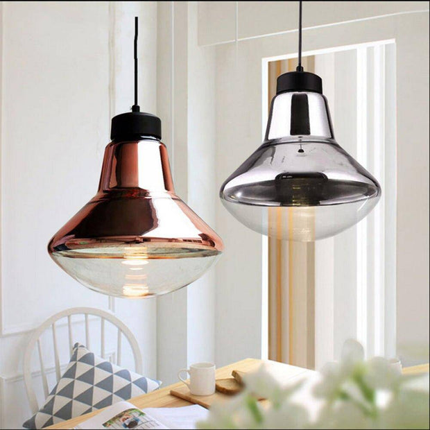 Suspension design LED en verre chromé Bronze
