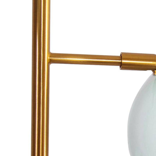 Lampadaire LED doré avec trois lampes turquoises