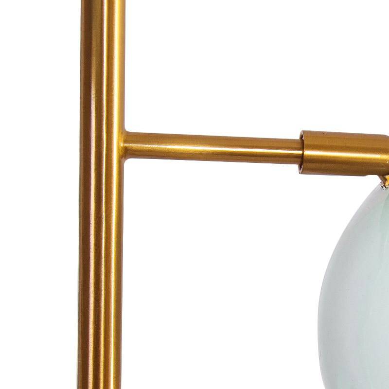 Lampadaire LED doré avec trois lampes turquoises - vue 5 sur 6