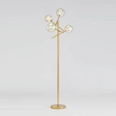 Lampadaire design LED doré avec branches et boules de verre Rotated - vue 4 sur 5