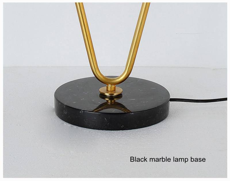 Lampe de chevet design avec deux branches doré et boules en verre - vue 6 sur 8
