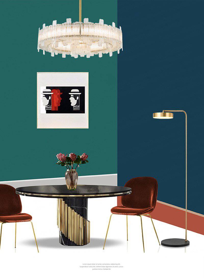 Lampadaire design doré arrondi Study