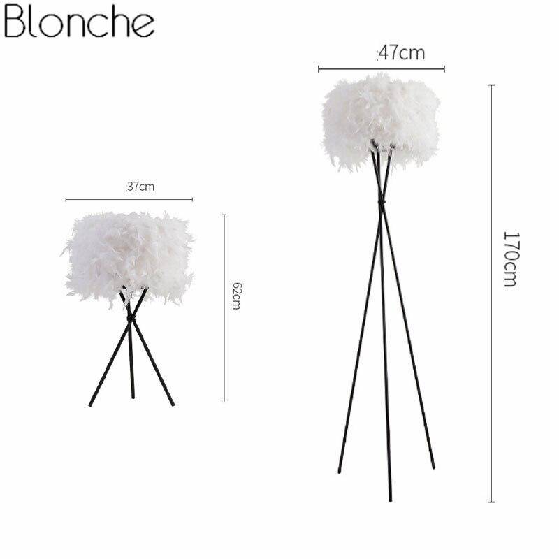 Lampadaire LED à plumes sur trois pieds Room - vue 5 sur 6