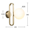 Applique murale design à LED avec anneau doré et boule en verre Sconce