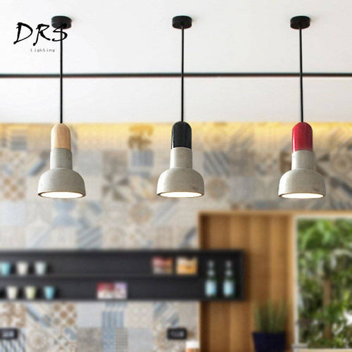 Suspension design style ciment et base colorée Nordic