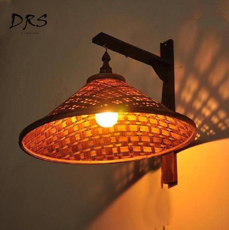 Applique avec abat-jour conique en bambou suspendu Chinese - vue 3 sur 5