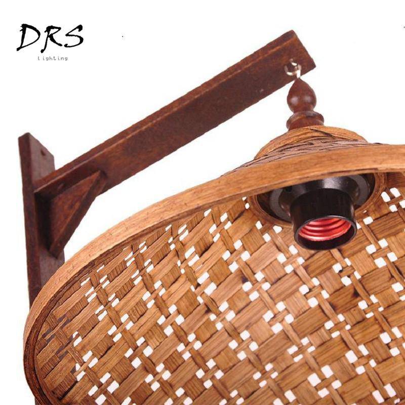 Applique avec abat-jour conique en bambou suspendu Chinese - vue 4 sur 5