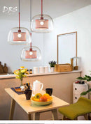 Suspension design à LED cage dans boule en verre
