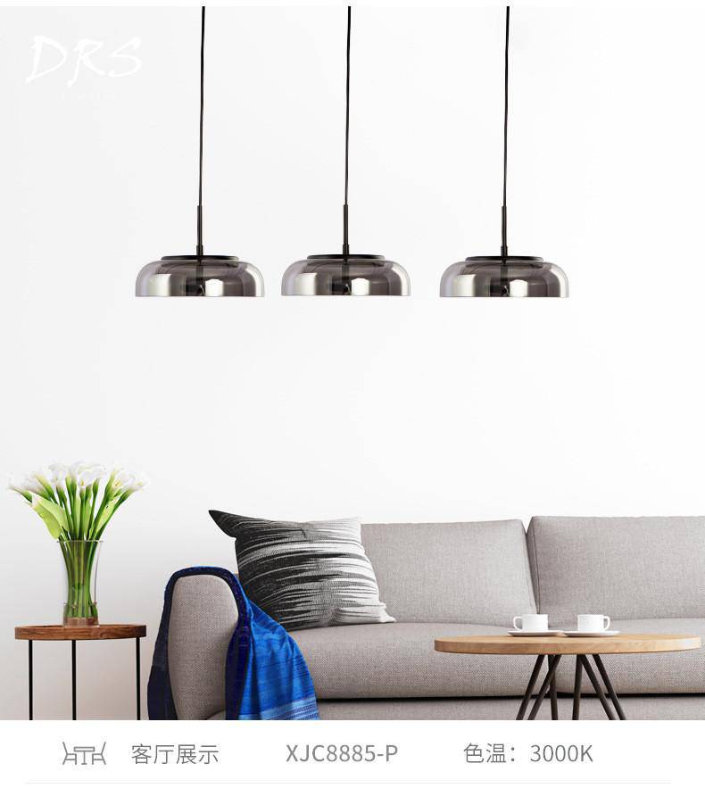 Suspension design à LED en verre arrondi Steel - vue 7 sur 7
