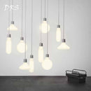 Suspension design LED en verre et support gris