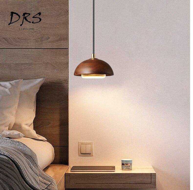 Suspension design en bois demi boule à LED - vue 7 sur 6