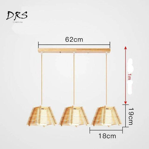 Suspension LED cage conique en bois