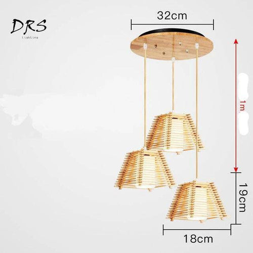 Suspension LED cage conique en bois