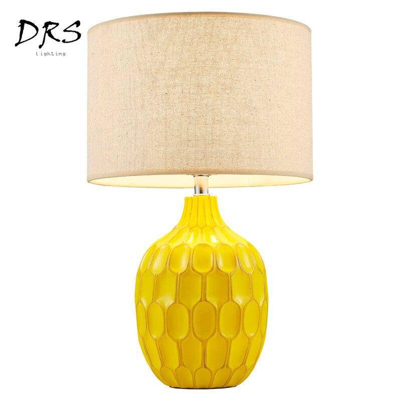 Lampe de chevet jaune avec abat-jour tissu Hotel - vue 4 sur 4