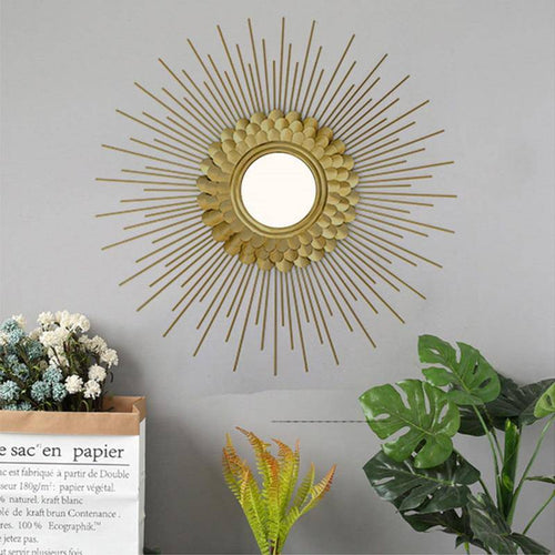 Miroir mural décoratif rond soleil doré Sunglasses
