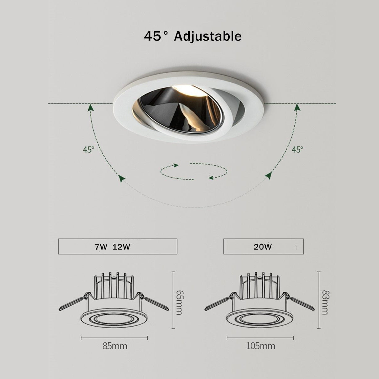 Spot design LED avec angle réglable en aluminium Alora - vue 9 sur 9