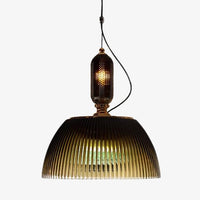 Suspension avec abat-jour en verre style rétro Lorm