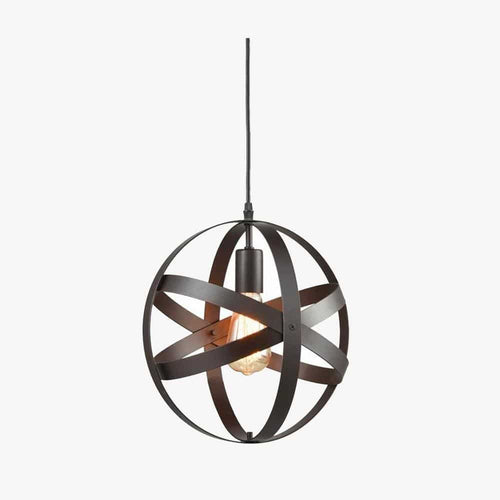 Suspension cage en métal arrondie noire Vintage