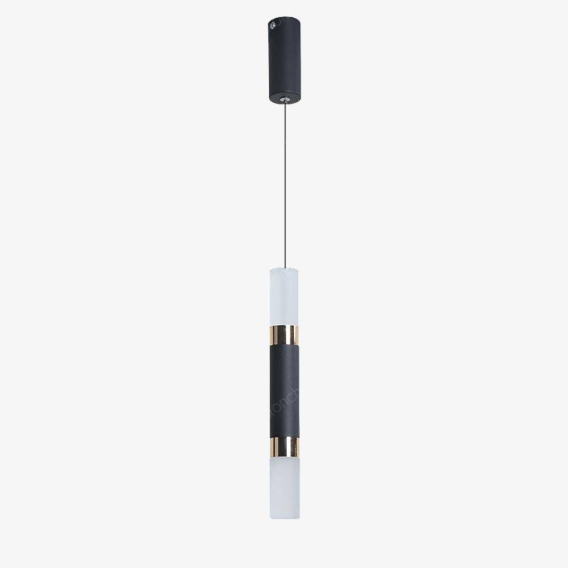 Suspension cylindrique design LED en metal noir Loft - vue 2 sur 8