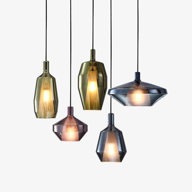 Suspension design à LED avec abat-jour en verre coloré - vue 2 sur 11