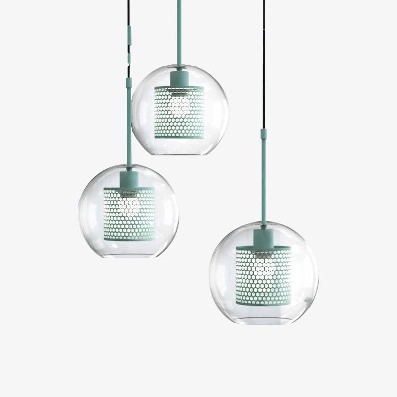 Suspension design à LED cage dans boule en verre - vue 9 sur 9