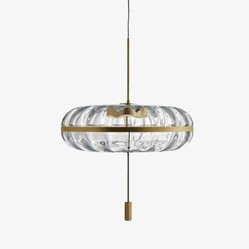 Suspension design à LED en verre avec cercle doré