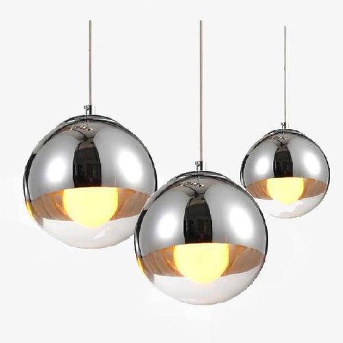 Suspension design LED boule en verre et chromée Copper