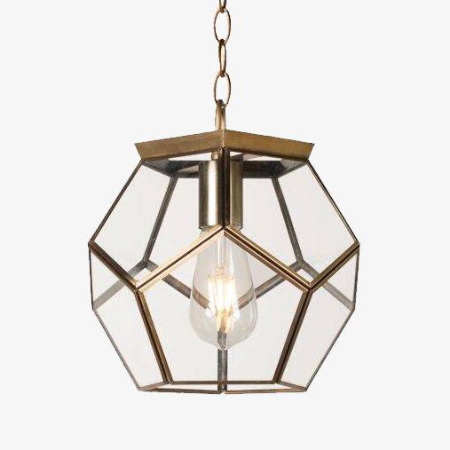 Suspension design LED en verre aux formes pentagonales style rétro