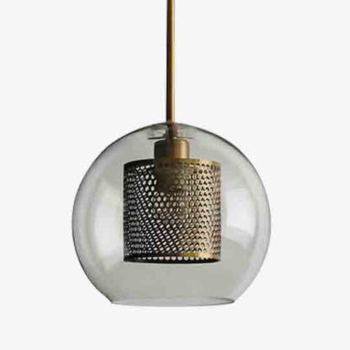 Suspension design LED en verre avec lampe doré