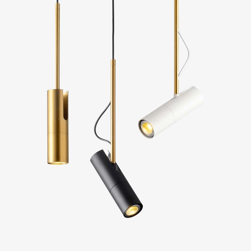 Suspension design spot orientable et tige dorée