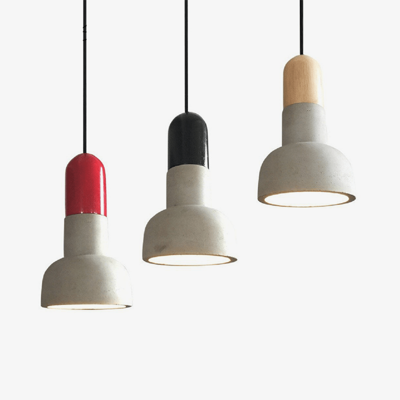 Suspension design style ciment et base colorée Nordic - vue 2 sur 12