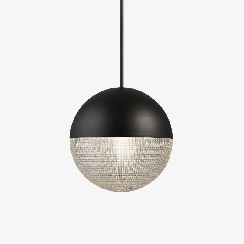 Suspension en verre et métal en forme de boule Reed