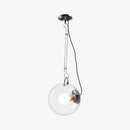 Suspension industrielle argentée avec globe en verre Irantzu