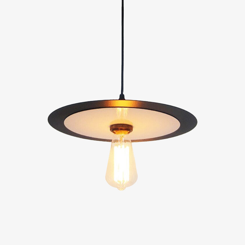Suspension industrielle avec abat-jour circulaire et plat Oxaly
