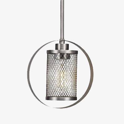 Suspension industrielle LED avec cage et cercle métal Tea