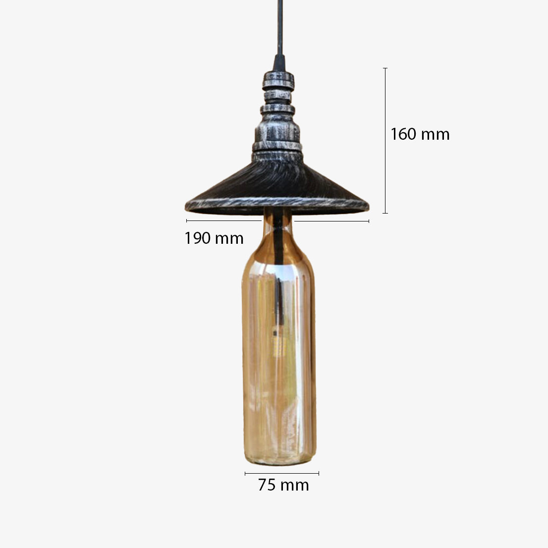 Suspension industrielle LED style bouteille en verre Sanmarino - vue 5 sur 5