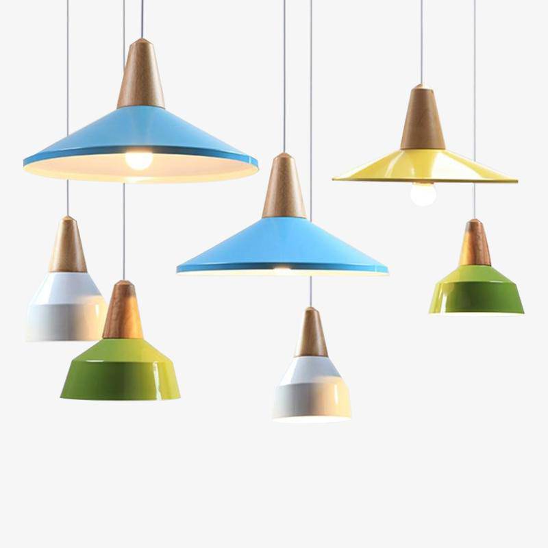 Suspension LED conique colorée de plusieurs formes Art