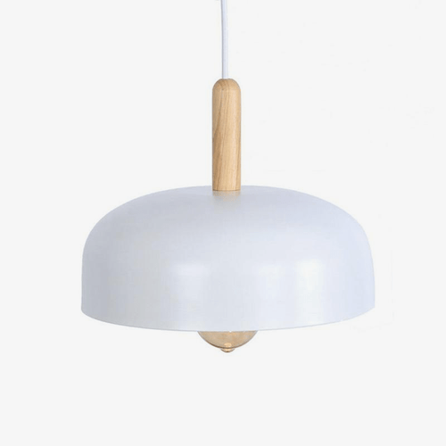 Suspension LED demi boule style industriel avec support en bos