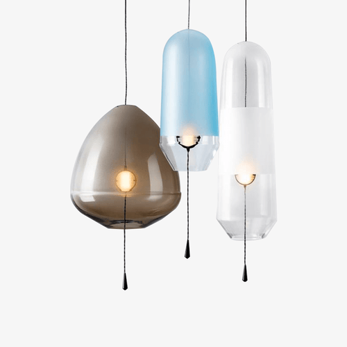 Suspension LED design formes en verre coloré Loft